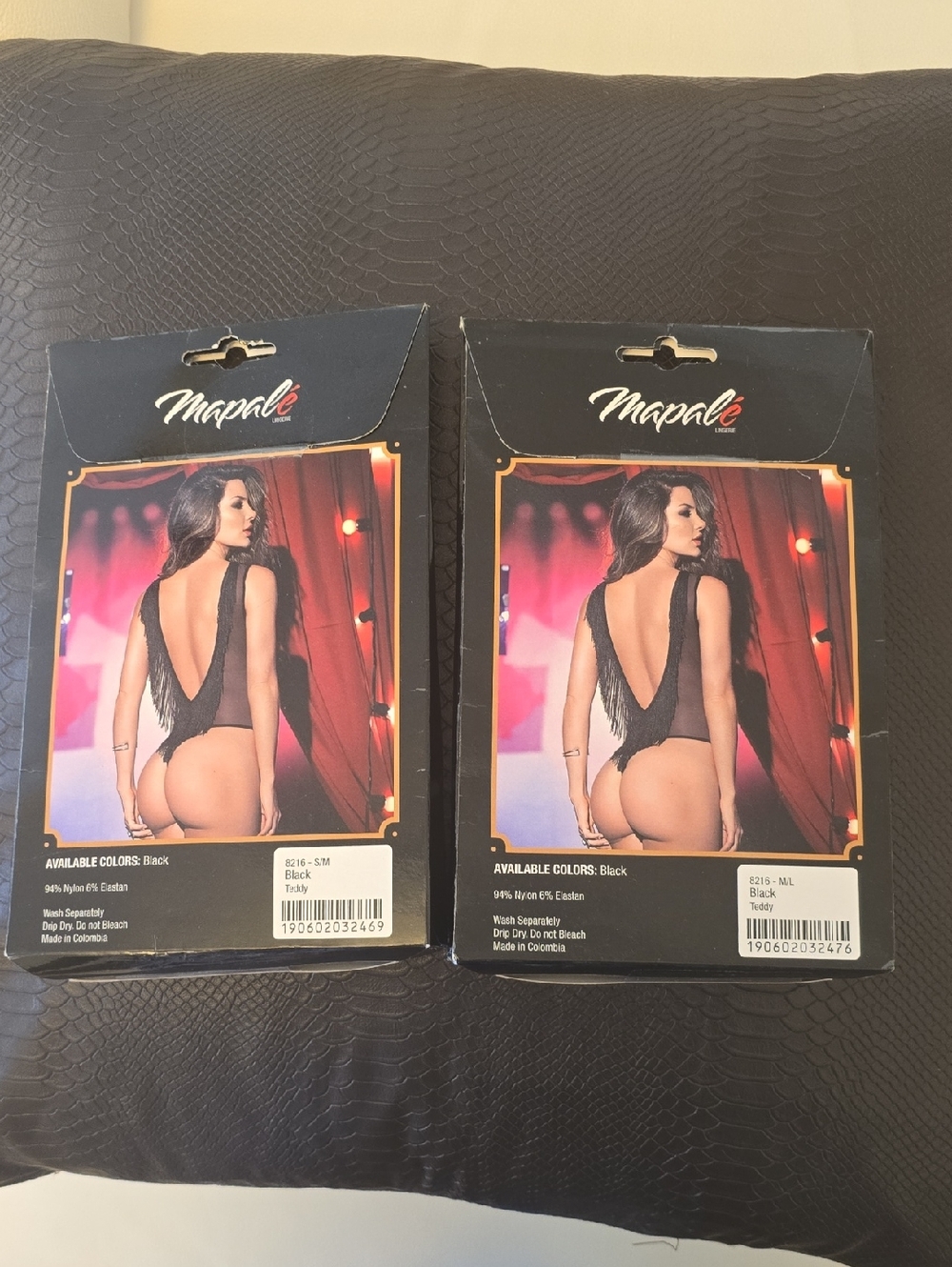 Mapale Black Fringe Sheer Teddy - 2 Pack - Picture 2 of 2